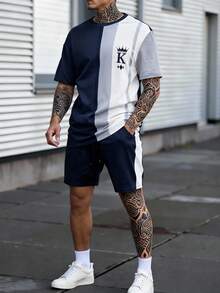 Manfinity VCAY Men's Elegant Printed T-Shirt Set, Suitable For Commuting - Multicolor - View 5