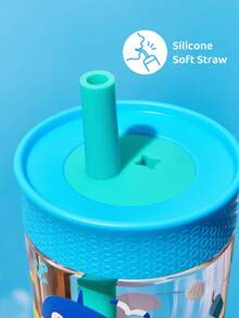 BABY SHARK X SHEIN 450 Ml  / 15 Oz  Leak-Proof Rotating Cap Children's Straw Cup, With Straw Included, Tritan - Baby Blue - View 5