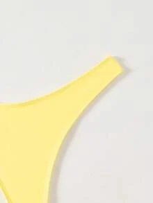 Swim Basics Braga de bikini de unicolor con talle alto y corte alto - Amarillo claro - Ver 3