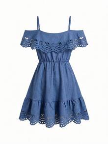 Vestido elegante de moda nuevo para mujeres con escote en el hombro, borde alto y cintura favorecedora, mini vestido ideal para vacaciones, salidas casuales, fiestas, meriendas y talla grande ocasiones de verano - Celeste - Ver 2