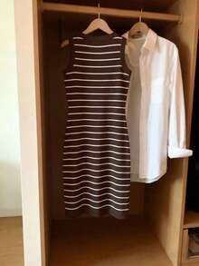 Resyla Women's Striped Round Neck Fashionable Date Party Mini Dress - Multicolor - View 2