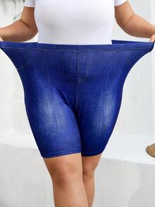 SHEIN CURVE+ Legging Casual Estampada Plus Size, Adequada para o Verão - Multicolorido - Visão 9