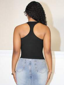 Steph T 背面有字母图案的无袖上衣 背心 学院风上衣 - 黑色 - 查看 2