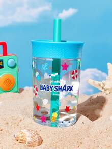 BABY SHARK X SHEIN 450 Ml  / 15 Oz  Leak-Proof Rotating Cap Children's Straw Cup, With Straw Included, Tritan - Baby Blue - View 2