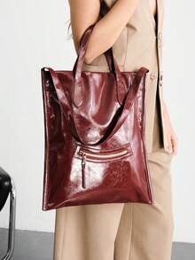 SHECARRY 女士单肩包，大容量轻便便携手提包。 - 紅色 - 查看 1