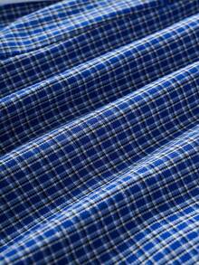 Manfinity Joysei Men's Casual Plaid Drawstring Waist Shorts, Summer Daily Wear - Blue - View 5