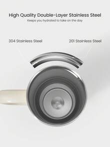 GLOWMODE 40 OZ Big Sips Insulated Stainless Steel Portable Travel Collapsible Straw Car Cup Holder Compatible Hot Cold Drink Tumbler Daily Casual - Beige - View 4