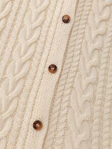 Franclia 女士单排扣麻花针织休闲背心 - 杏色 - 查看 4