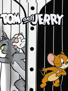 TOM & JERRY X SHEIN 男婴卡通印花条纹短袖休闲上衣 - 白色 - 查看 4
