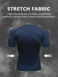 Manfinity EMRG Men's Spider Print Slim Fit Short Sleeve Athletic T-Shirt Spandex Shirts Rash Guard Men Men's Compression Tops Men's Compression Shirts Shirts For Gym - Black - View 2