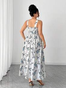 Elenzga 大码女士优雅印花吊带夏季连衣裙，情人节 - 彩色 - 查看 2