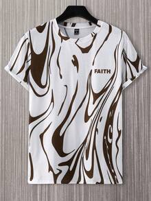 Manfinity Roughcore Men's Casual All-Over Print Round Neck Short Sleeve T-Shirt, Summer - Multicolor - View 6