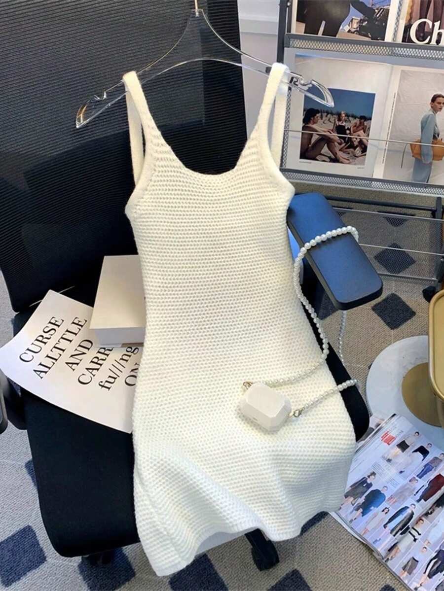 New Arrival Spring/Summer Round Neck Sleeveless Backless Hollow Out Fitted Elegant Women Sweater Dress - White - View 1