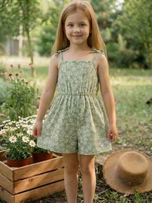 Emery Rose Kids Emery Rose Kids 小女孩碎花吊带连体衣 - 白色 - 查看 3