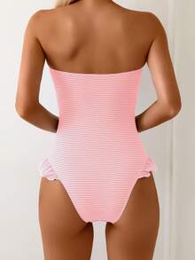 Swim Mod Bộ đồ bơi liền thân gợi cảm, xếp nếp, tối giản, màu xanh trắng kẻ sọc dành cho nữ, thích hợp cho kỳ nghỉ hè. - Hồng - Xem 2