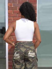 Women Stylish Summer Slim Fit Basic Sports Tank Top Crop Women Tops - White - View 2