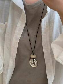 Lumivelle 极简主义不对称几何吊坠项链，全新独特优雅百搭可调节长项链，送给女朋友、朋友、母亲的最佳礼物 - 彩色 - 查看 3