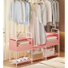 1pc Assembled Wardrobe Cabinet, Reinforced Iron Frame Clothes Rack For Home Bedroom, Clothing & Miscellaneous Storage, Modern Design, Durable - Multicolor - View 9