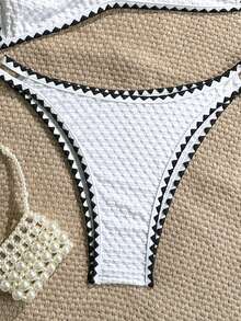 Swim Vcay Spring/Summer Knit Jacquard Wireless Camisole Top And Swim Shorts Women's Vacation Beach Swimsuit Set - White - View 5