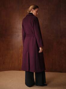 MOTF PREMIUM WOOL RAGLAN SLEEVE BELTED OVERCOAT - Red Violet - View 4