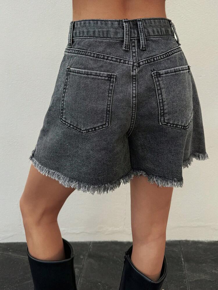 Women's Denim Gray Washed Shorts Y2k Jorts Summer