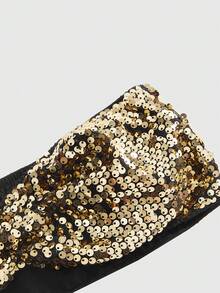ROMWE Áo croptop nữ phong cách Y2K gợi cảm hở lưng, cổ xếp ly, đính sequin (bao gồm áo hai dây đính sequin) - màu đen - Xem 3