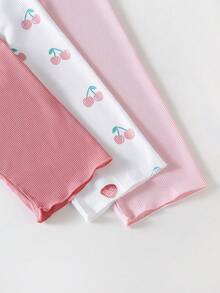 SHEIN Playful Pals 女童夏季三件套，女婴波点短袖轻薄百搭套装 - 彩色 - 查看 5