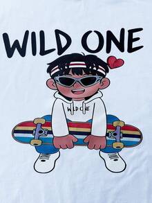 Velminro Men's Letter Print Round Neck Casual Short Sleeve Loungewear Top - White - View 4