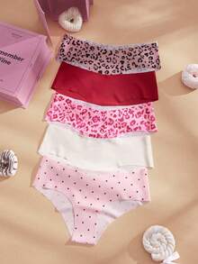 Eraneu 5 chiếc/gói Quần lót nữ cạp chun thoải mái thường ngày - Nhiều màu - Xem 4