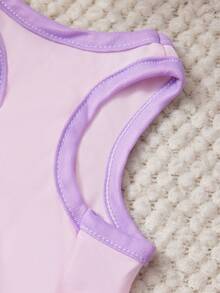 PETSIN 1 Piece Cute Teddy Bear Drinking Milk Tea With Letter Printed Pet Vest In Light Purple Casual Style, Soft And Breathable, Comfortable Pet Clothes - Light purple - View 3