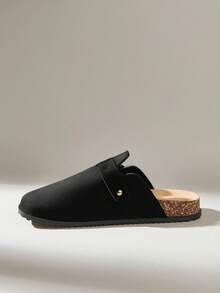 Solecia Women's Slip-On Buckle Casual Comfort Thick-Sole Flat Shoes - Black - View 6