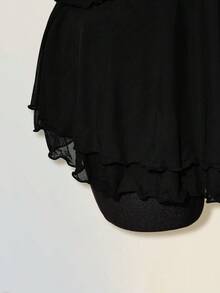 SHEIN ICON Layered Ruffle Halter Backless Mini Dress For Women - Black - View 6