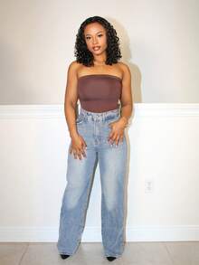 Steph T 夏季女士街头风无袖露肩连体衣 - 棕色 - 查看 1