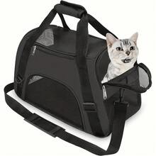 犬/猫便携包，可扩展宠物便携包，大型猫咪便携包，透气型，中型犬透气便携包，适合旅行、徒步和户外活动 - 黑色 - 查看 8