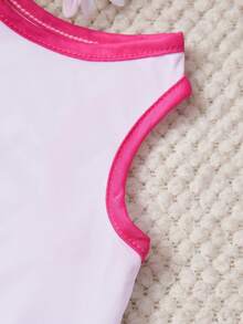 PETSIN 1pc Cool Bear Drinking Milk Tea Letter Printed Pet Tank Top Rose Red Pinwhite Vacation Style Soft, Breathable And Comfortable Pet Clothes - Multicolor - View 2