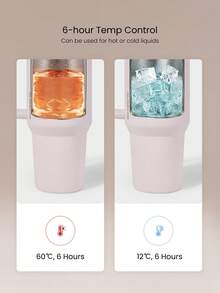 GLOWMODE 40 OZ Big Sips Insulated Stainless Steel Portable Travel Collapsible Straw Car Cup Holder Compatible Hot Cold Drink Tumbler Daily Casual - Pink - View 2