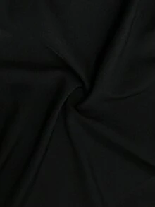 Rafferiza Contrast Color Embroidered Mandarin Collar Rhinestone Embellished Loose Long Dress For Women - Black - View 8