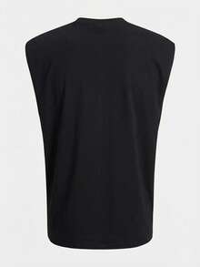 BATMAN X SHEIN 男士蝙蝠印花圆领休闲背心 - 黑色 - 查看 3