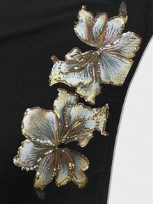 Glimmora Top bandeau con diseño de cordón lateral y estampado floral para mujer - Multicolor - Ver 3