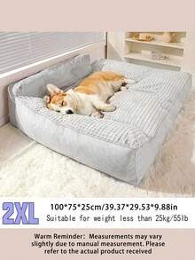 1 chiếc giường ngủ cỡ lớn cho thú cưng - Phù hợp với chó Golden Retriever cỡ lớn, thiết kế chống trượt, có thể tháo rời và giặt được, gối tựa bên hông nâng cao, sử dụng trong nhà, đồ dùng cho thú cưng. - Xám - Xem 10