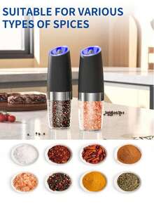 Teckwe 1. Máy xay muối và tiêu điện cảm ứng trọng lực, máy xay tự động mini, độ mịn có thể điều chỉnh, chất liệu thép không gỉ bền bỉ, thao tác bằng một tay, dụng cụ xay hiệu quả, dùng trong nhà bếp, sử dụng hàng ngày, nấu ăn, nướng BBQ, tiệc tùng, lễ hội, dụng cụ nhà bếp thiết yếu, vật dụng gia đình phổ biến. Người mua cần mua thêm 6 pin AAA. - Nhiều màu - Xem 3