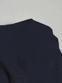 Chiquease Camisa Casual de Manga Longa com Botões na Frente e Cor Sólida para Mulheres - Azul Marinho - Visão 7
