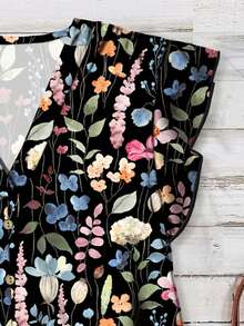 Rusticease Áo sơ mi nữ in hoa kiểu dáng thường ngày, thích hợp cho mùa hè. - màu đen - Xem 3