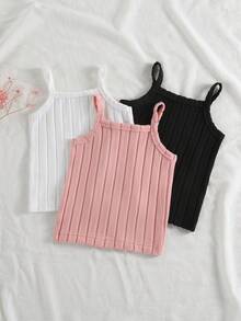 SHEIN Vintaside Kids 4件套女婴休闲舒适吊带背心套装，春夏款 - 彩色 - 查看 6