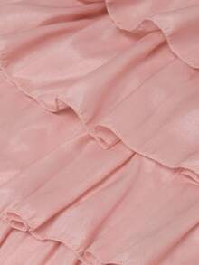 EMERY ROSE Party Style Dusty Pink A Line Mini Dress For Women Sleeveless Asymmetrical Neck Tiered Layer Design - Dusty Pink - View 6