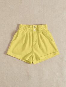 Breezaya Women's Loose Fit Pocketed Wide Leg Casual Denim Shorts - Yellow - View 3