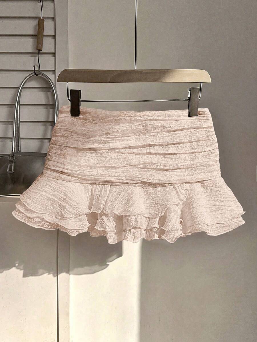 Elamini Váy ngắn chấm bi thời trang mùa hè mới, ngọt ngào, có thể điều chỉnh độ nhún ở hai bên, gấu váy xếp ly hai lớp, thích hợp cho kỳ nghỉ, hẹn hò, tiệc tùng, đi học, mang đến vẻ ngọt ngào và cổ điển, màu hồng cho mùa cưới. - Màu Hồng baby - Xem 1