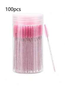 Brochas para pestañas, brochas para máscara (con contenedor), brochas desechables flexibles para cejas, brochas para extensiones de pestañas, brochas para cejas, brochas con aceite de ricino (no todos los SKU tienen botellas) (varios colores disponibles) - Rosa - Ver 8