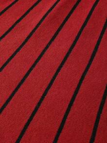 Franclia 女士条纹吊带优雅束腰针织连衣裙，适合派对和旅行穿着。 - 酒紅色 - 查看 5