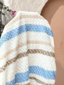 SHEIN 2pcs Maternity Vacation Striped Short Sleeve Kimono Cover Up And Adjustable Waist Shorts Set Beach 2 Piece Summer Two Boho - Multicolor - View 7